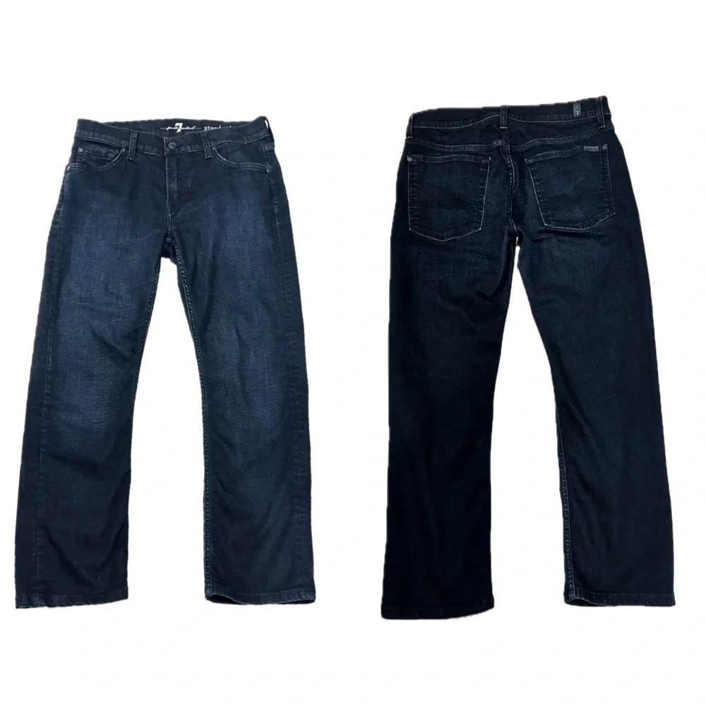 👖🖤 7 FOR ALL MANKIND The Standard Straight Ankle Jeans Sz‎ 31 Dark Wash Denim